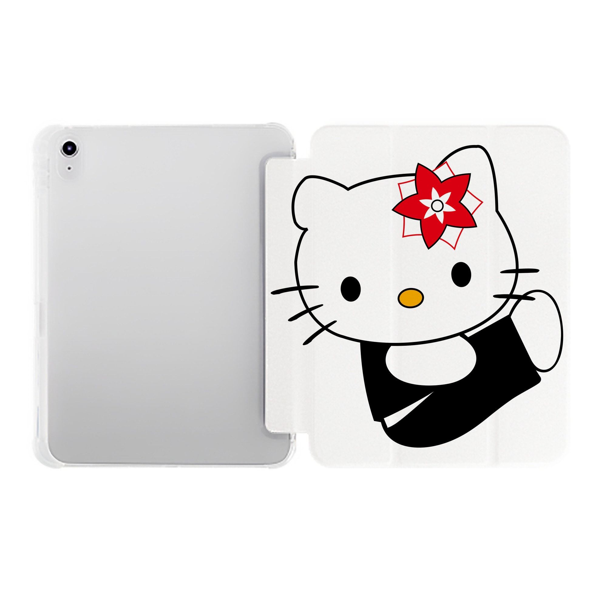 （画像用） Hello Kitty ハローキティ IPad ケース ペン収納付き 三つ折りスタンド PUレザー×シリコン 対応機種9.5/10.5/10.9インチ